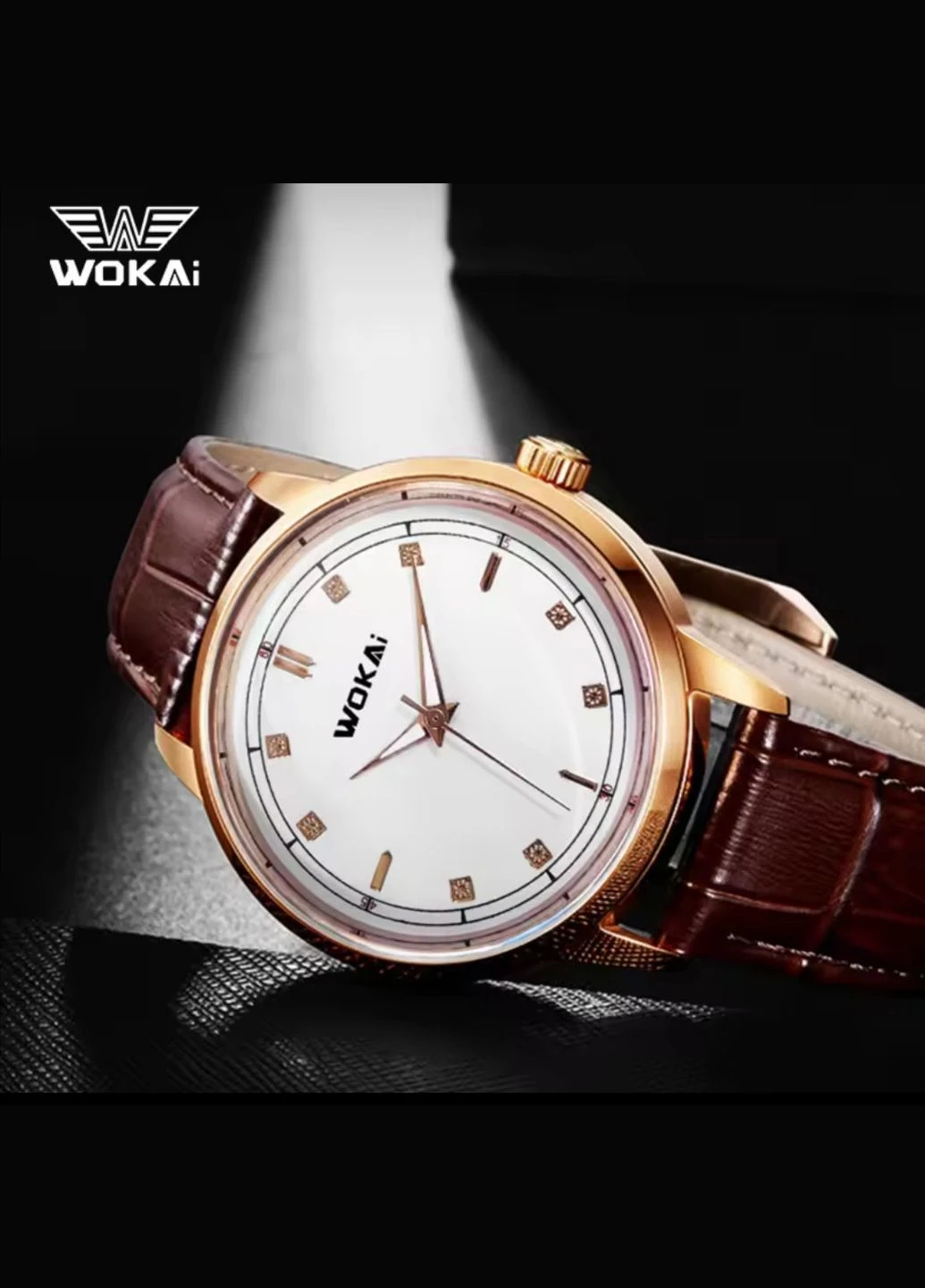 Чоловічий наручний кварцевий годинник Wokai, коричневий No Brand (315426010)