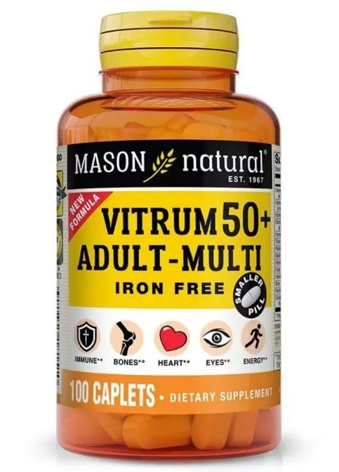 Vitrum 50+ Adult-Multi Iron Free 100 Tabs Mason Natural (292556188)