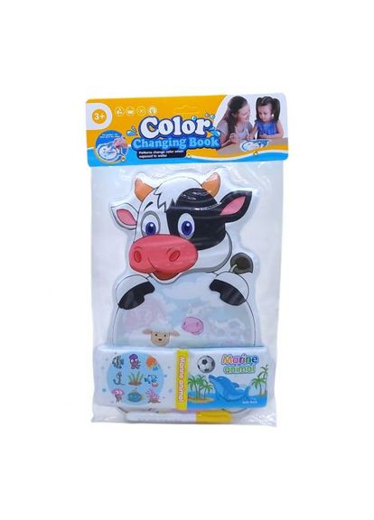 Розмальовка водою "Корівка", ручка-пензлик, мʼяка книжечка з пискавкою MIC (361413278)