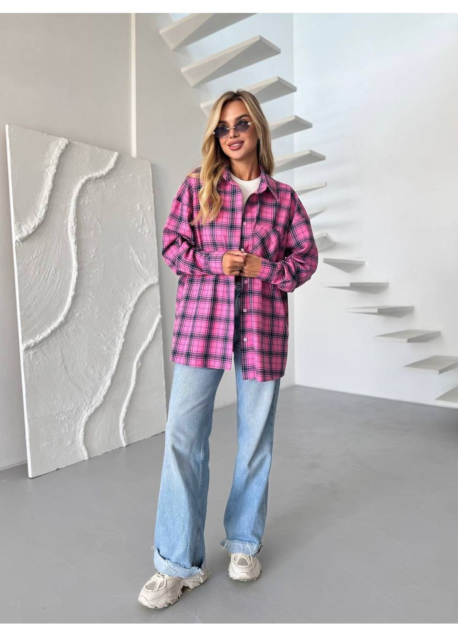 Розовая рубашка в клетку Garna