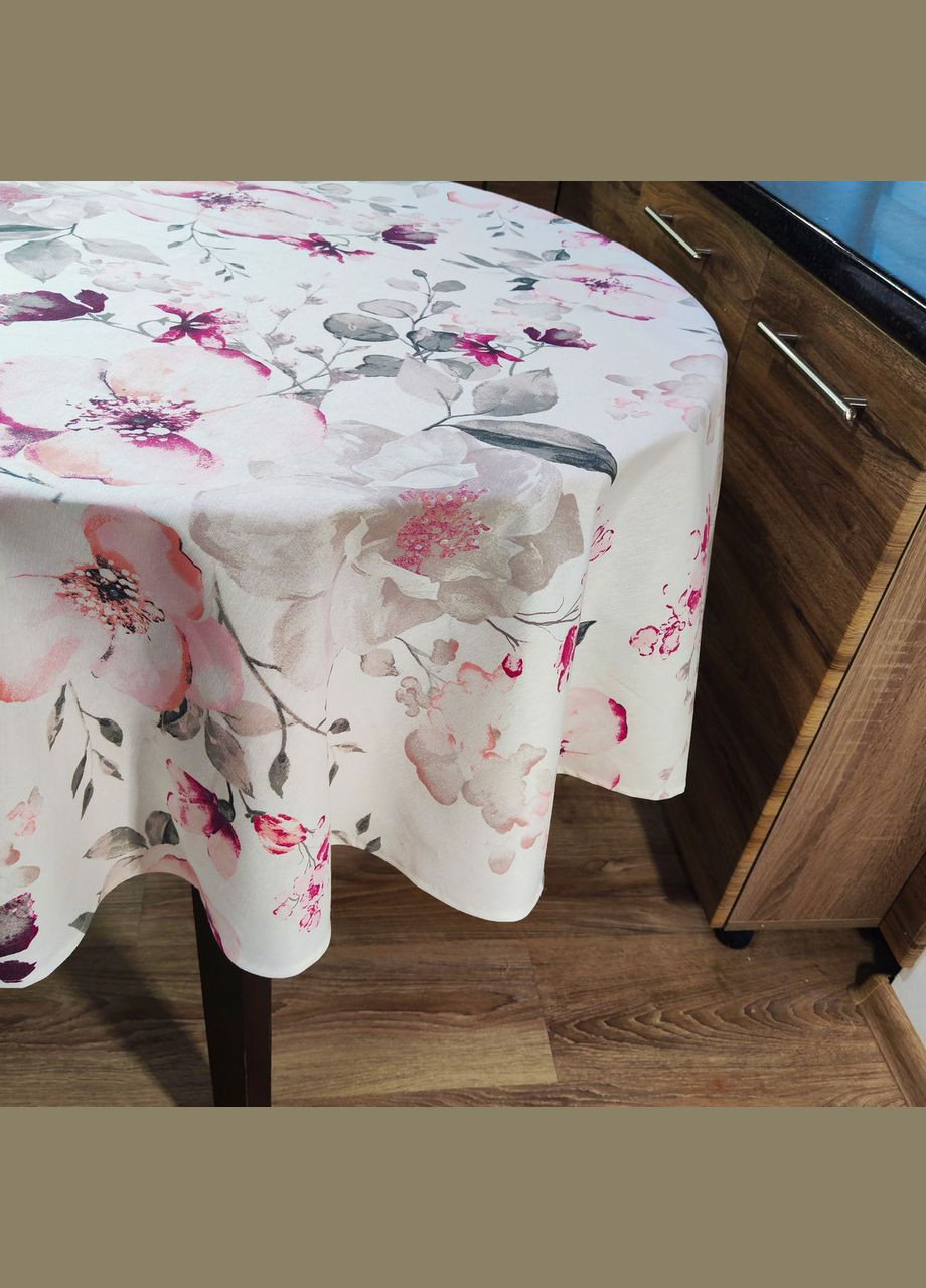Скатерть на овальный стол с тефлоновой водоотталкивающей пропиткой и цветочным принтом 120х160 Maystat (305390464)