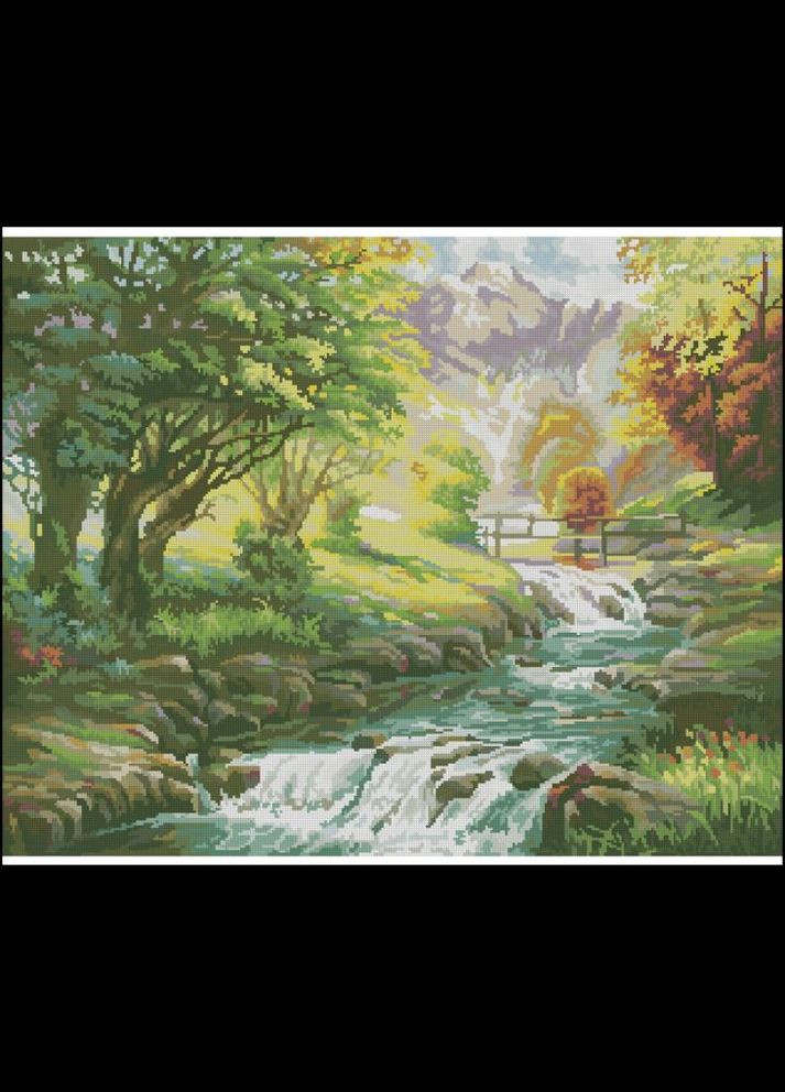 Набір для вишивки хрестиком. Розмір: 48*39см Гірська річка Лоскуток (315354284)