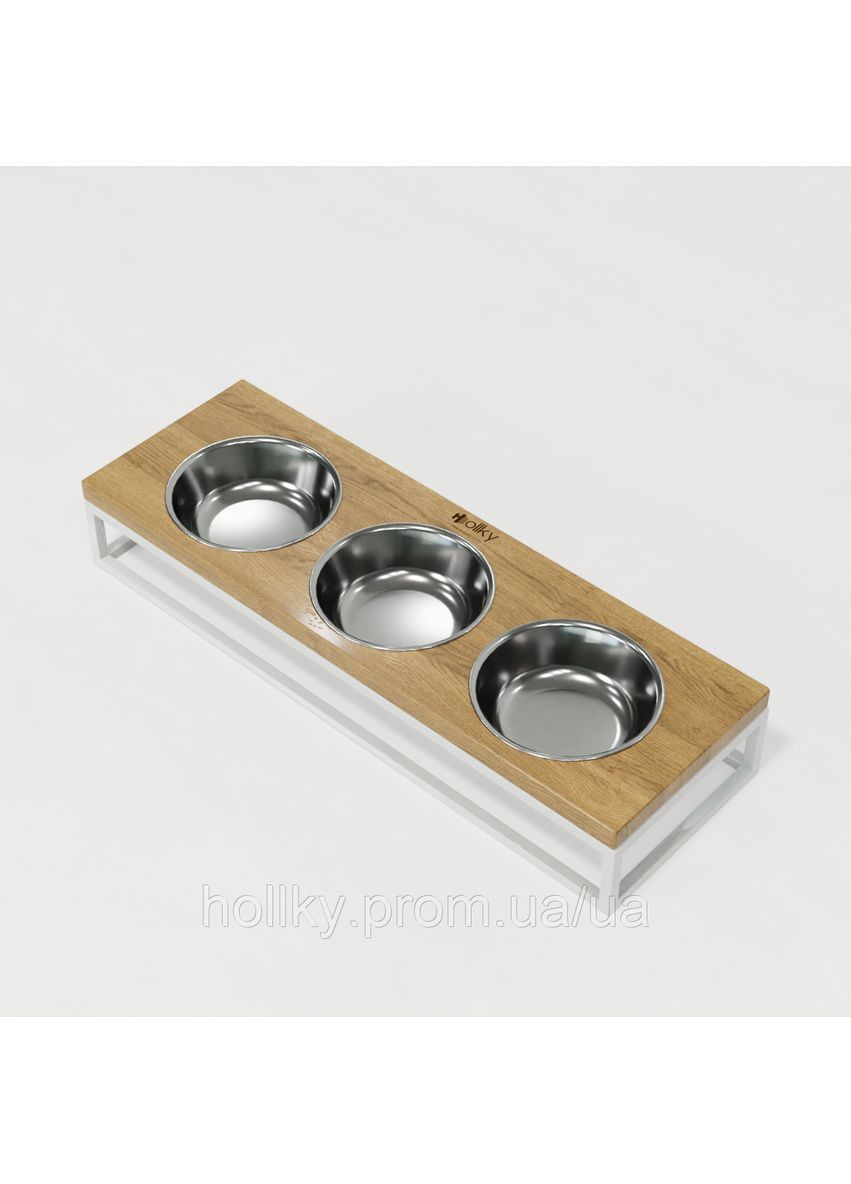 Миски на подставке для кошек и маленьких собак Base Bar (3×0,45 л) Bar-54187-WHNT Hollky (365652752)