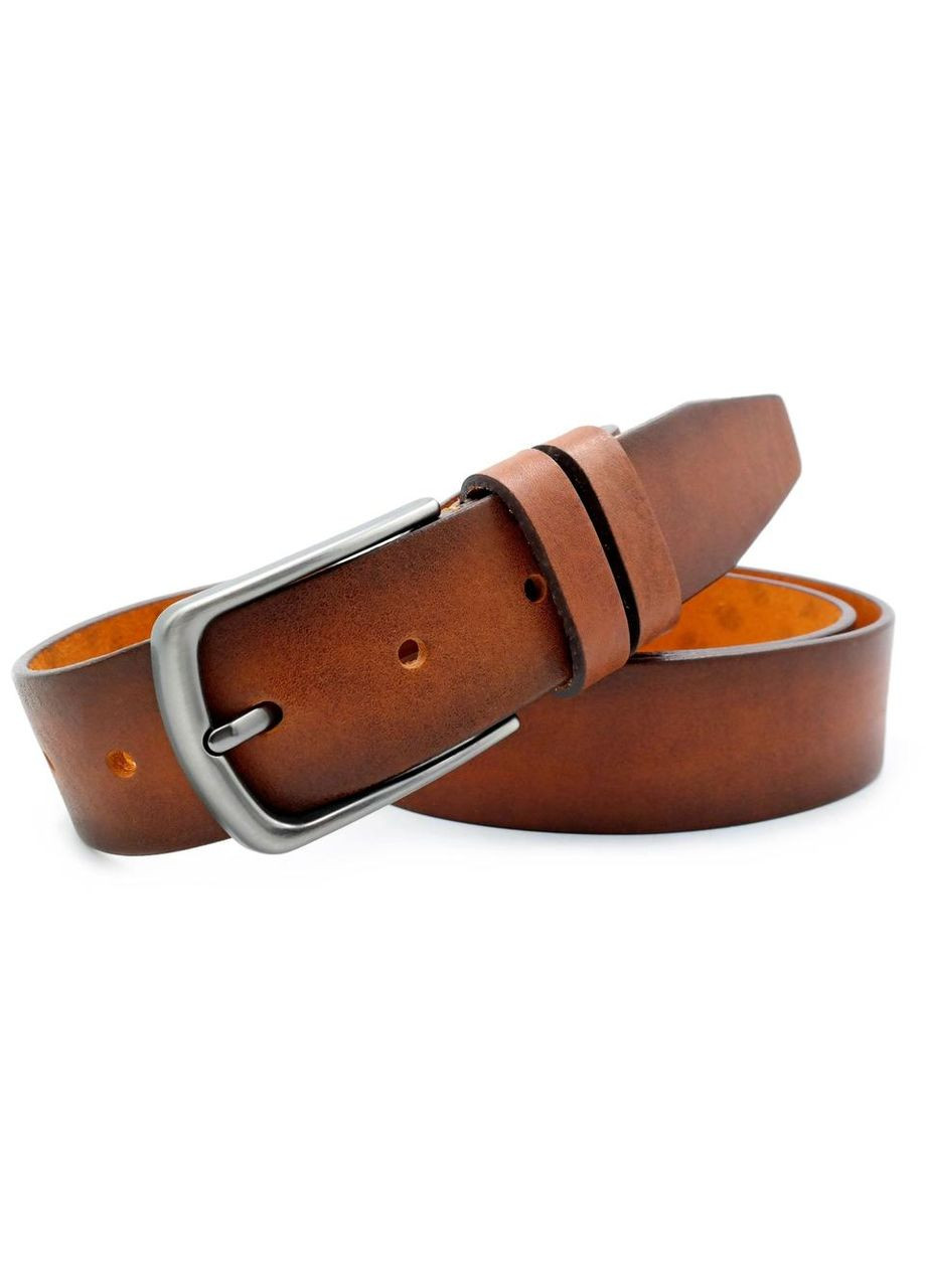 Шкіряний чоловічий ремінь 3,3 х 110-125 см Коричневий (рудий) Weatro (347316072)