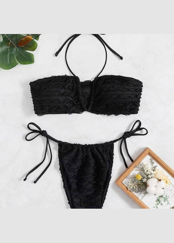 Черный демисезонный купальник женский раздельный черный раздельный No Brand Купальник роздільний