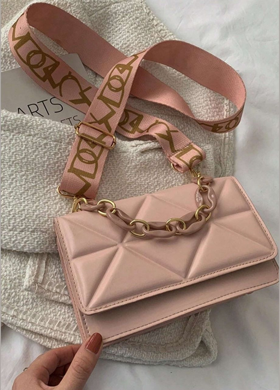 Женская классическая сумка 10277 на ремешке розовая No Brand (281420526)