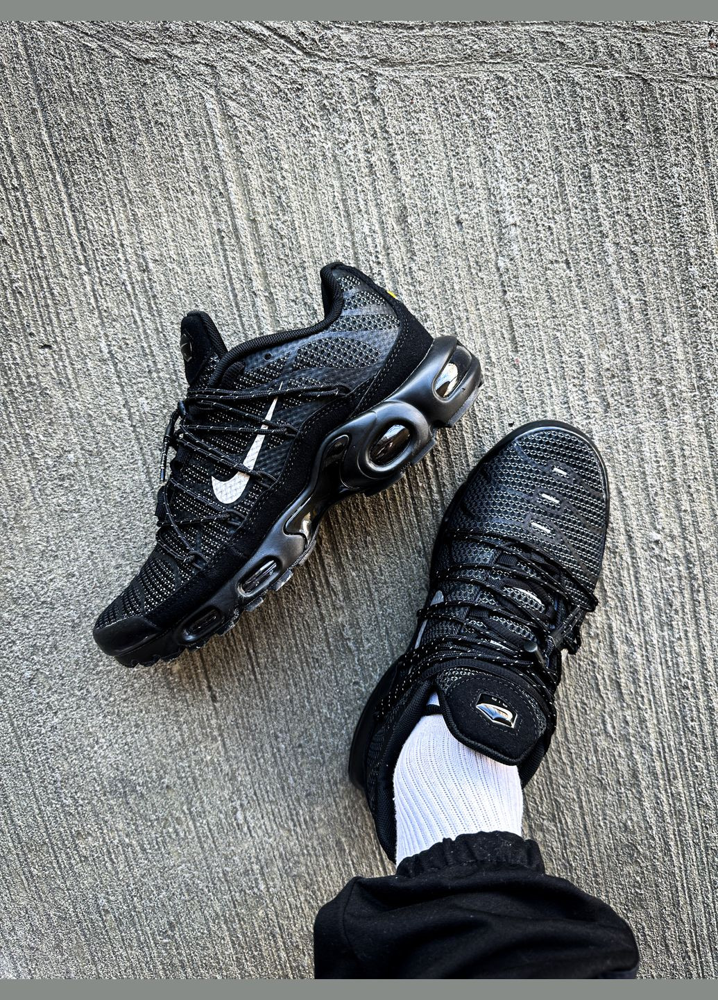 Чорні всесезон кросівки чоловічі nike air max tn plus utility black | аір макс тн плюс чорні No Brand