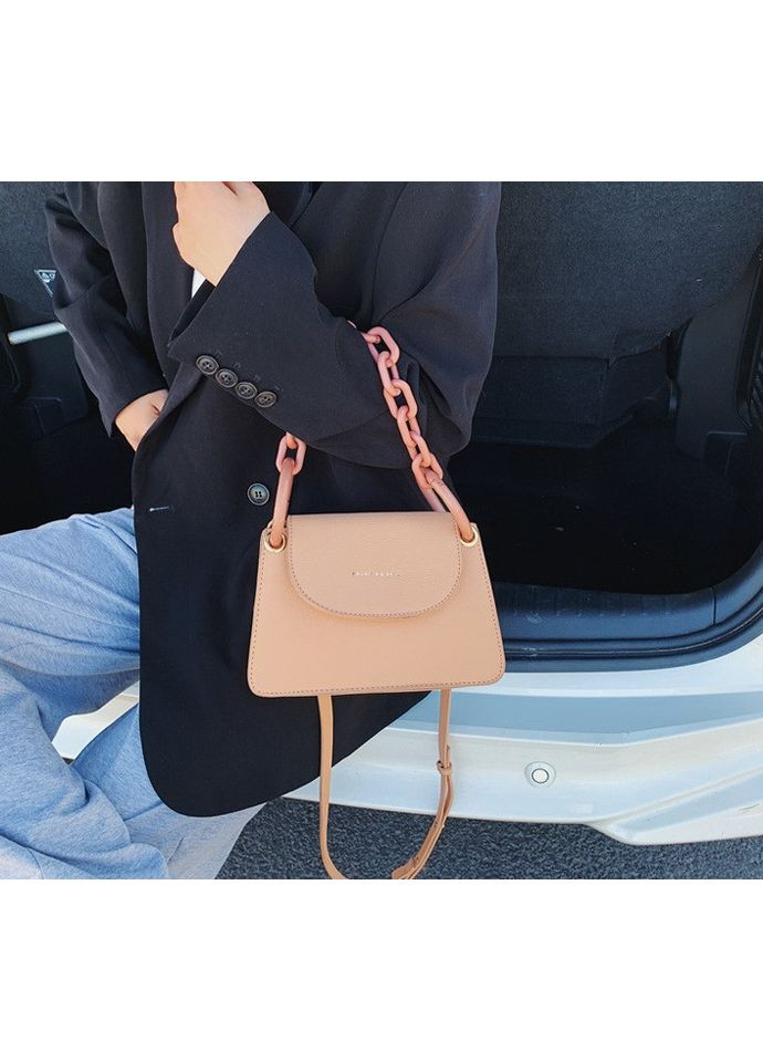 Жіноча міні сумочка клатч із екошкіри з ланцюжком кремова каркасна через плече Fashion (363135432)