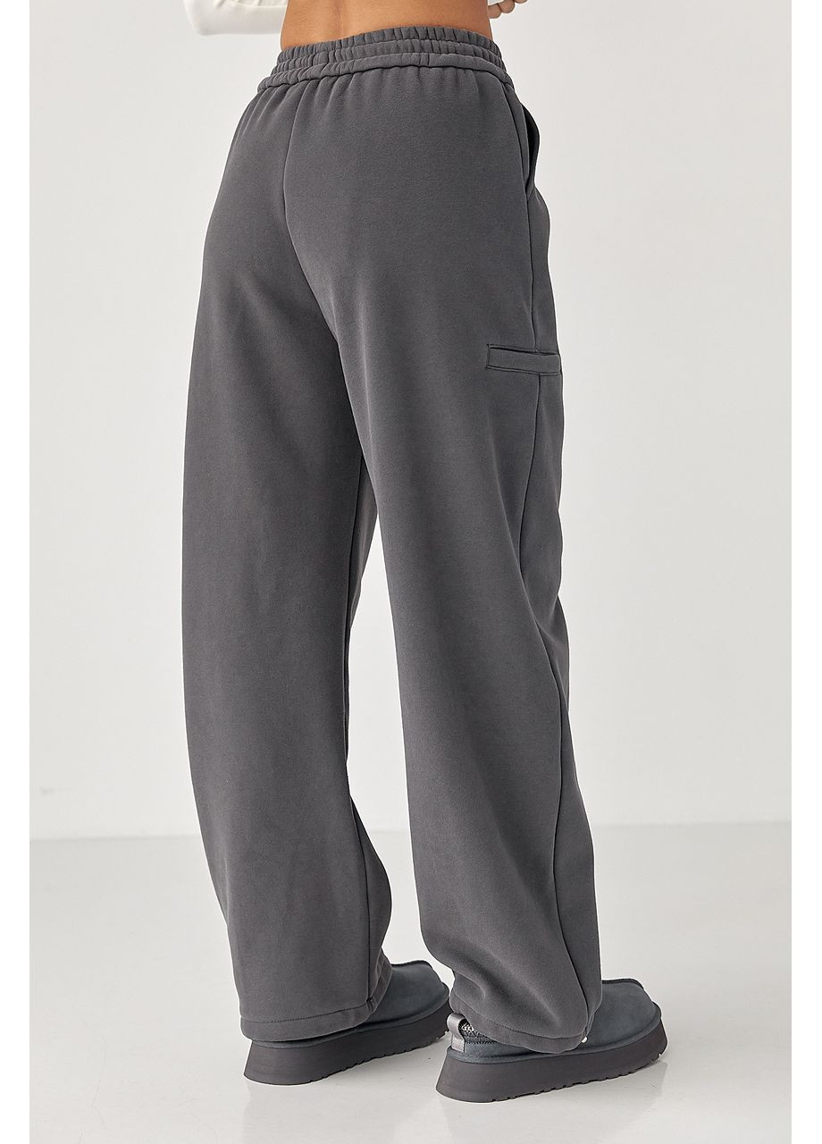 Однотонные теплые спортивные штаны с затяжками внизу Lurex (368276478)