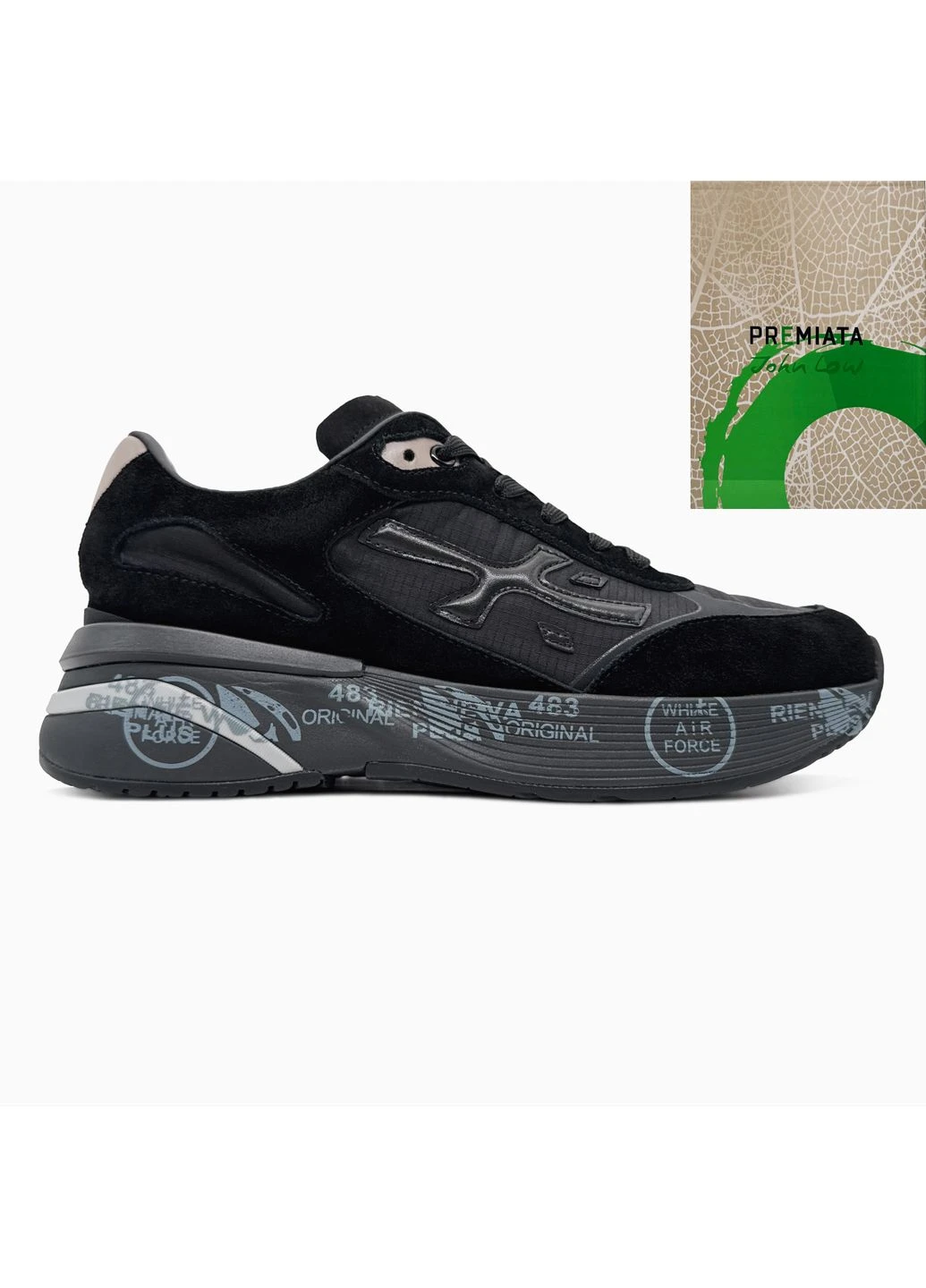 Чорні літні кросівки premiata moerun black преміата No Brand