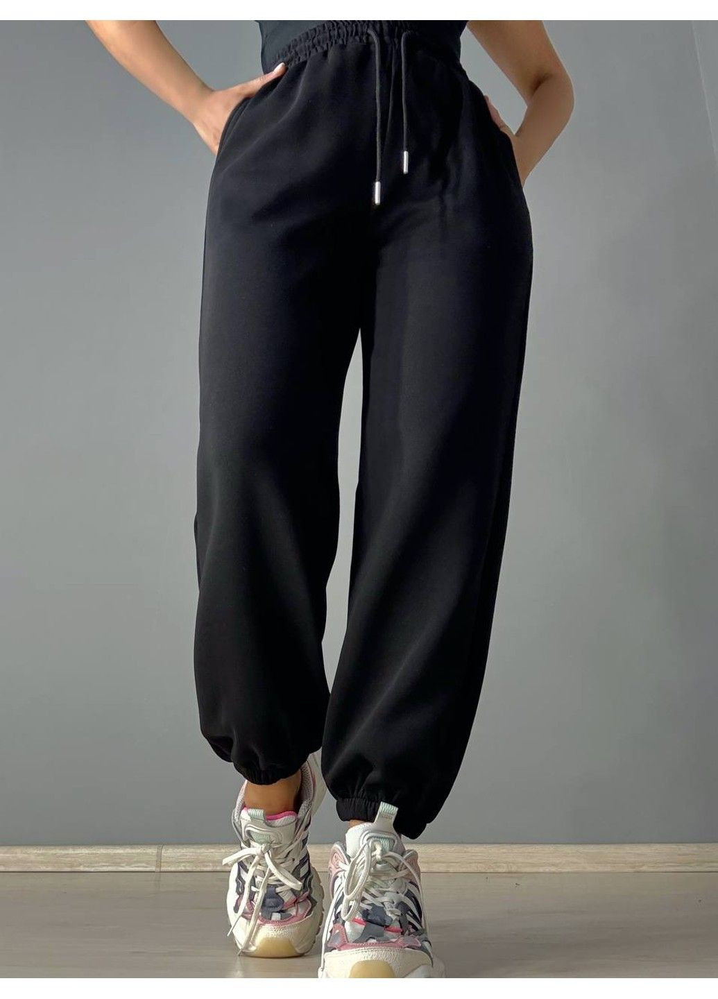 Штаны женские A-N 27090 джогеры спортивные на резинке трикотажные черные No Brand (359368237)