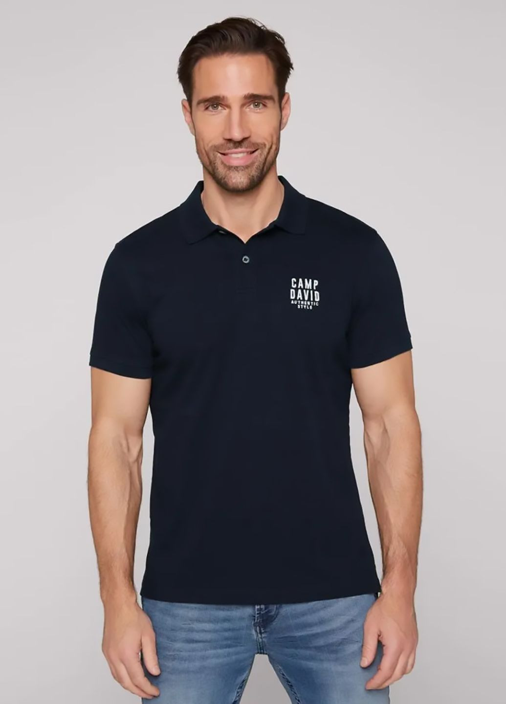 Темно-синяя футболка-поло для мужчин Camp David однотонная