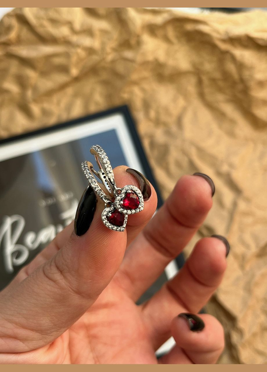 Красные серьги красные сердечки No Brand (338861461)