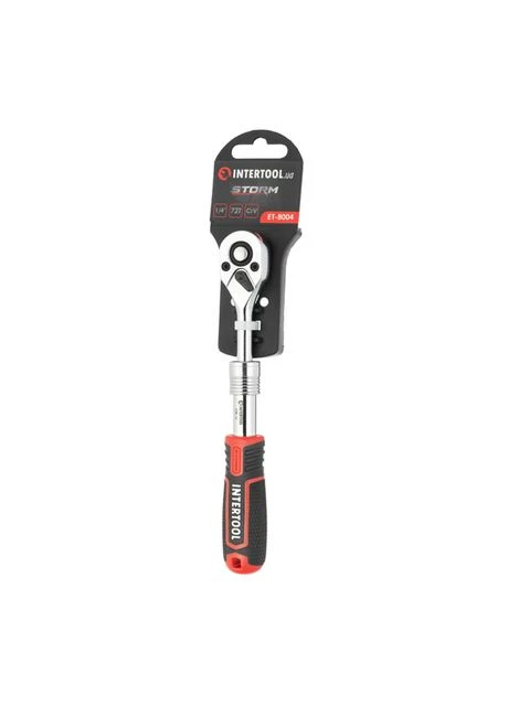 Рукоятка з храповим механізмом телескопічна, 72 зуба 1/4 ", Cr-V STORM Intertool ET-8004 (376787506)