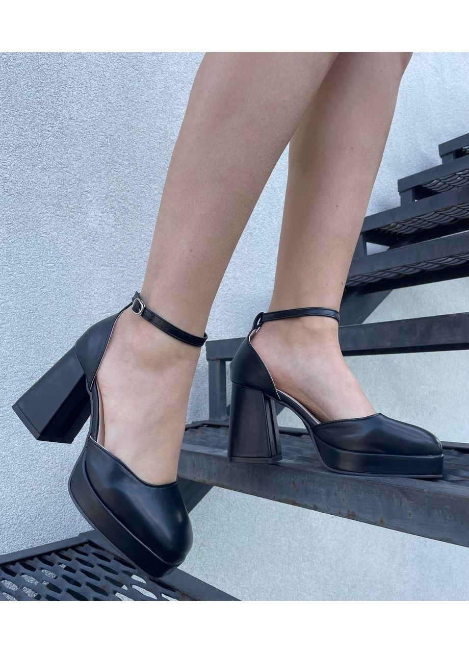 No Brand Святкові жіночі туфлі Мері Джейн на грубих підборах чорні LB10035 чорний з, — (352767502)