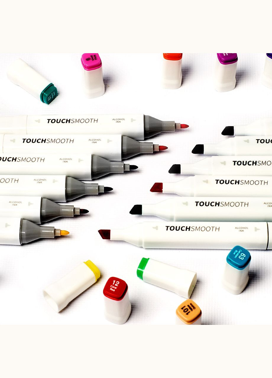 Маркеры Smooth набор 80 шт двусторонние спиртовые для скетчина с подставкой для маркеров, бежевой Touch (344573545)