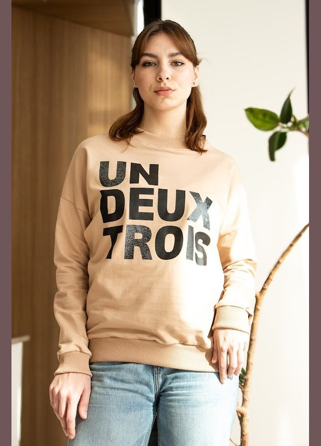 Темно-бежевий світшот жіночий hc (h001-8175-057-33) Be in fashion без декору (326098881)