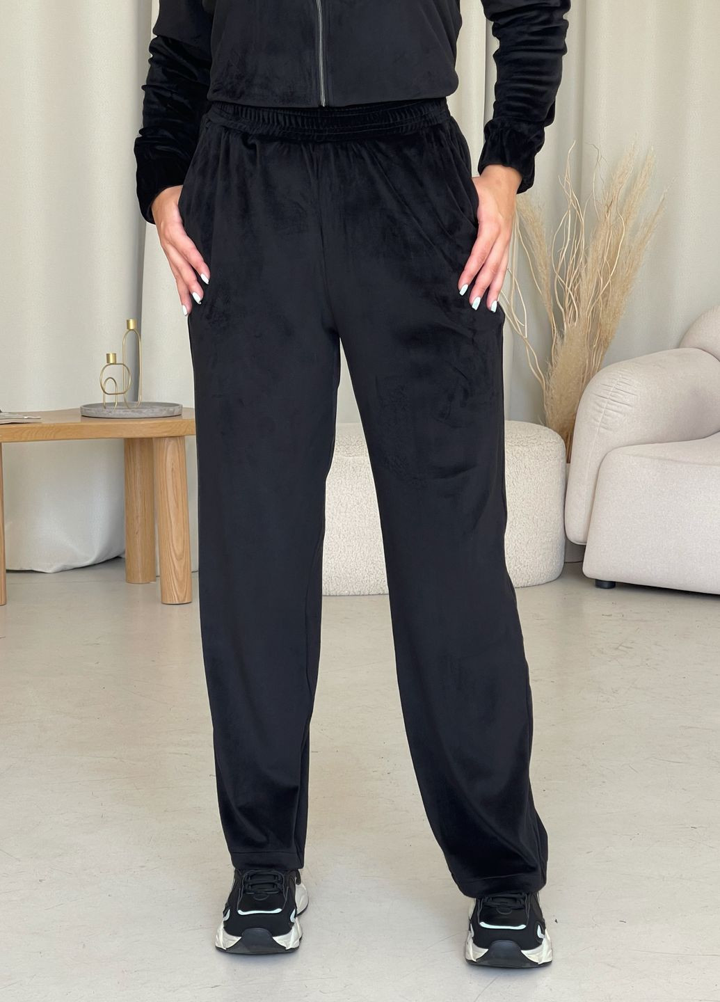 Велюрові широкі штани палаццо пояс на резинці Merlini Пецолла (303988922)