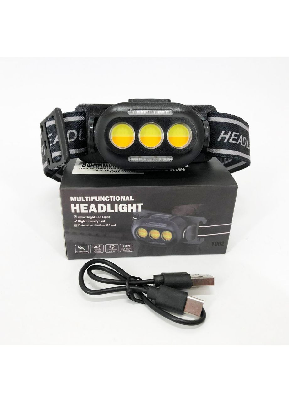 Налобник туристический YD02-COB (White+red+blue), Мощный аккумуляторный CQ-953 налобный фонарик Bailong (351486004)