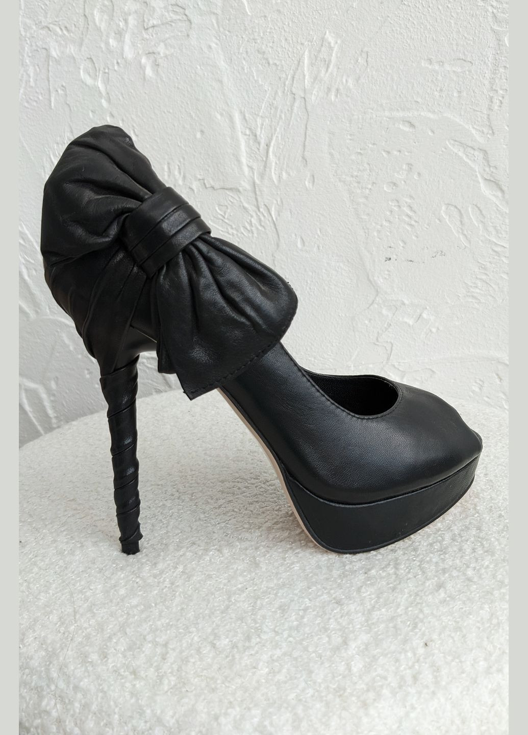 InFashion Чорні шкіряні туфлі на платформі з відкритим носком чорний з натуральна шкіра, україна — демісезон (317537474)