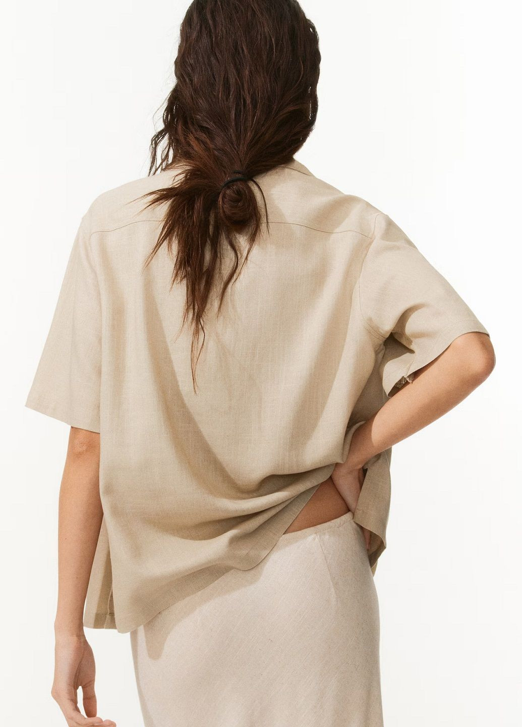 Бежевая кэжуал рубашка однотонная H&M