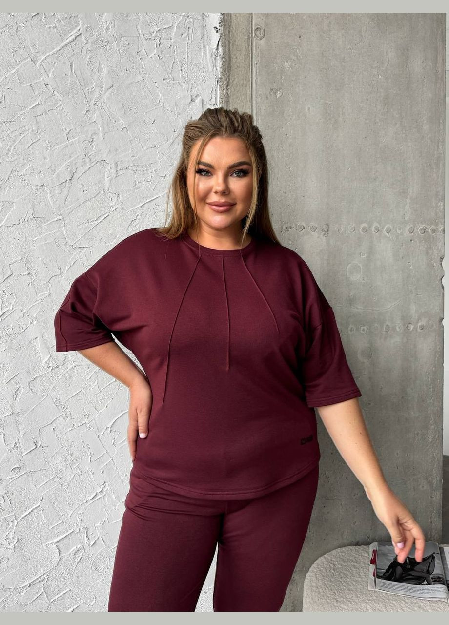 Легкий спортивний костюм бордового кольору 30947 No Brand (323642089)