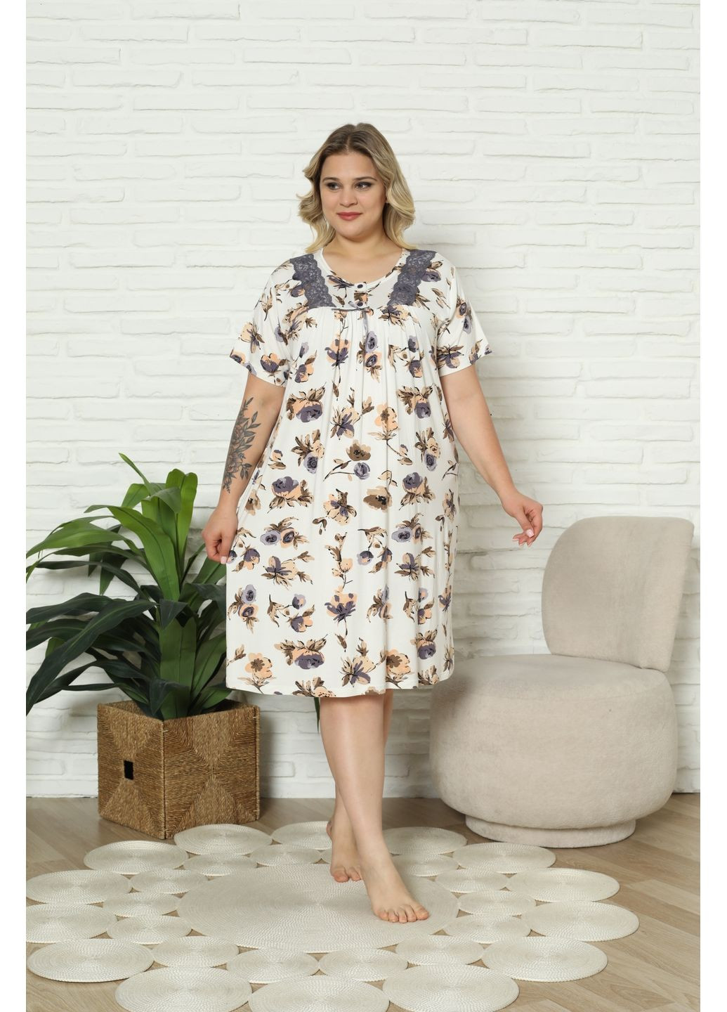 Вискозная женская сорочка Plus Size Nicoletta (365720391)