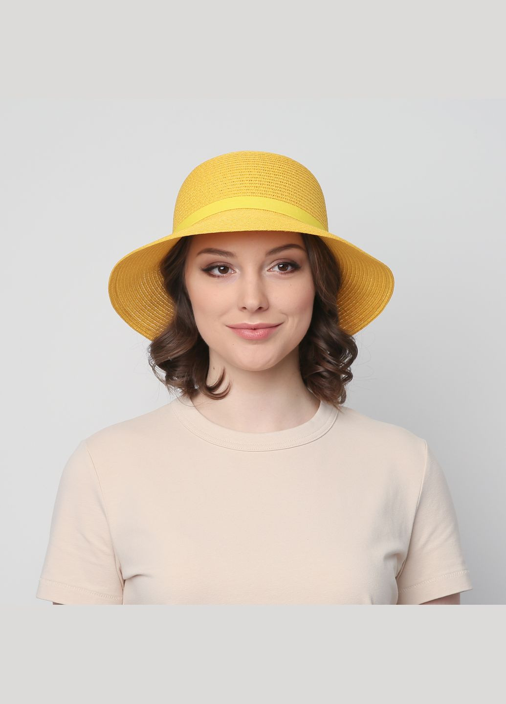 Шляпа со средними полями женская бумага желтая GABRIEL LuckyLOOK 818-010 (289478380)