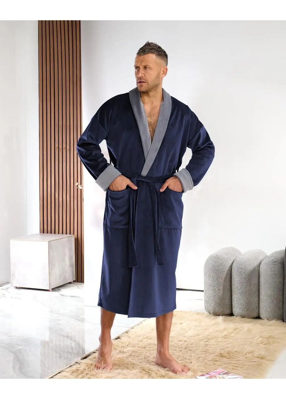 Халат велюровий чоловічий довгий домашній No Brand халат (370439021)