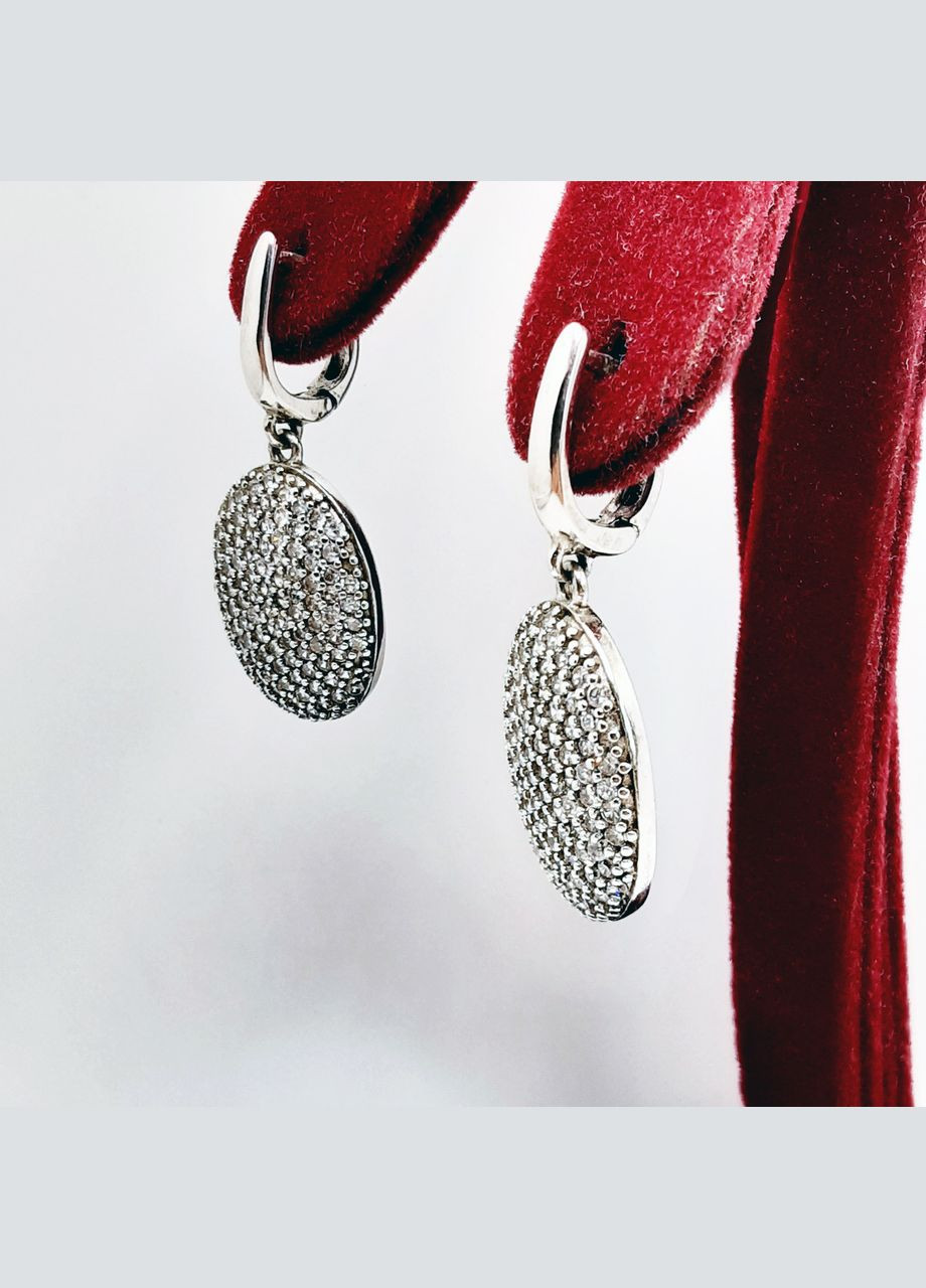 Сережки срібло 925° 6,85г. овал родій () Silvia C С-421 (305391374)