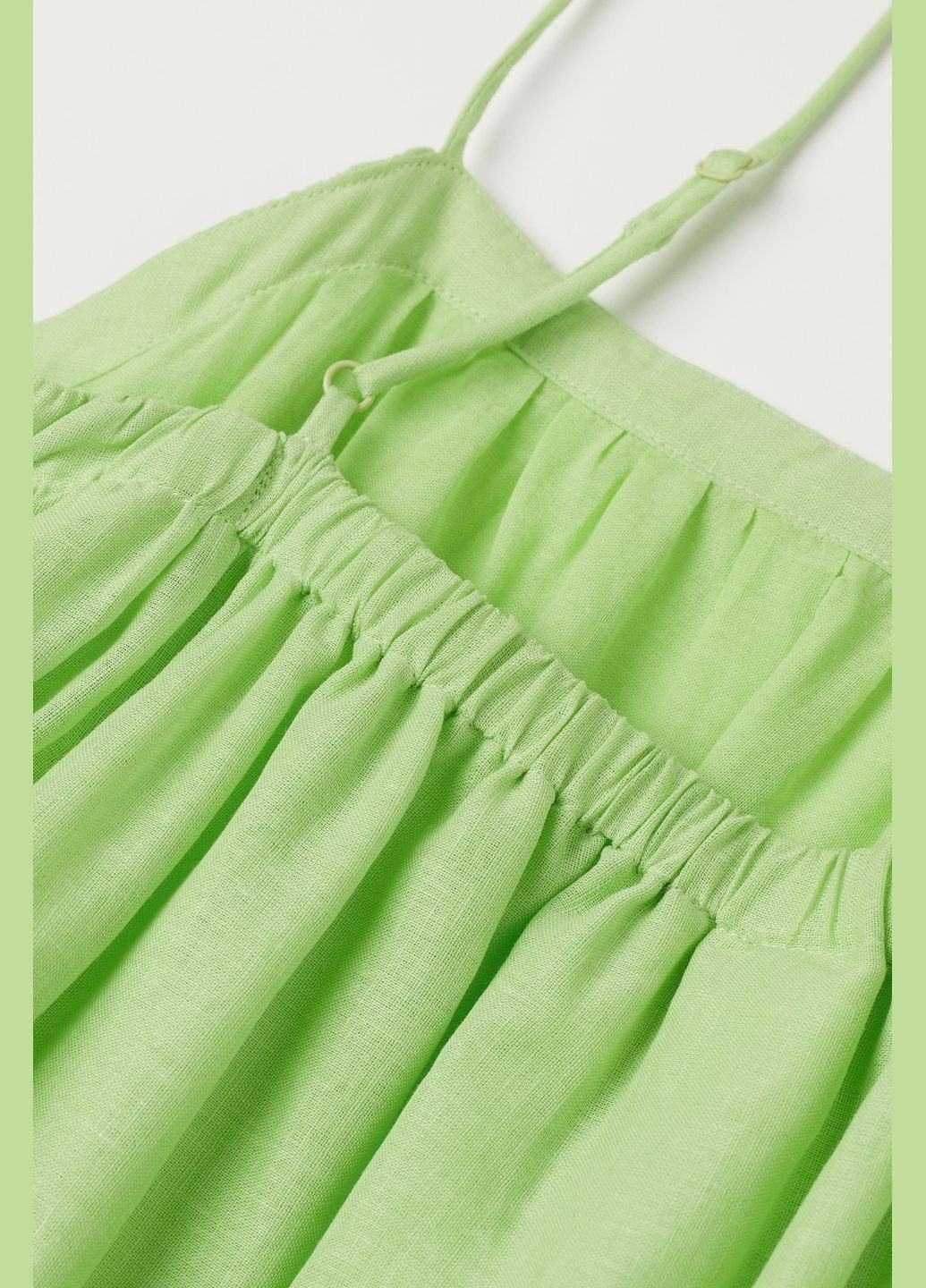 Салатовое платье лен бленд H&M однотонное