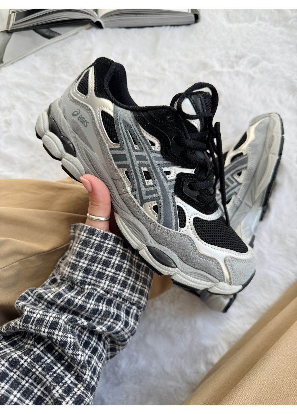 КРОССОВКИ ЖЕНСКИЕ ASICS GEL-NYC BLACK / GREY АСИКС ГЕЛЬ НЮК No Brand серые демисезоны (368861881)