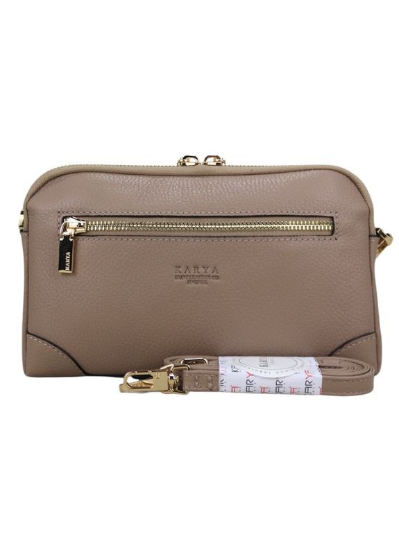 Сумка клатч жіноча бежева маленька натуральна шкіра (Д/Ш/В) 23/4/14(см) Karya (368801433)