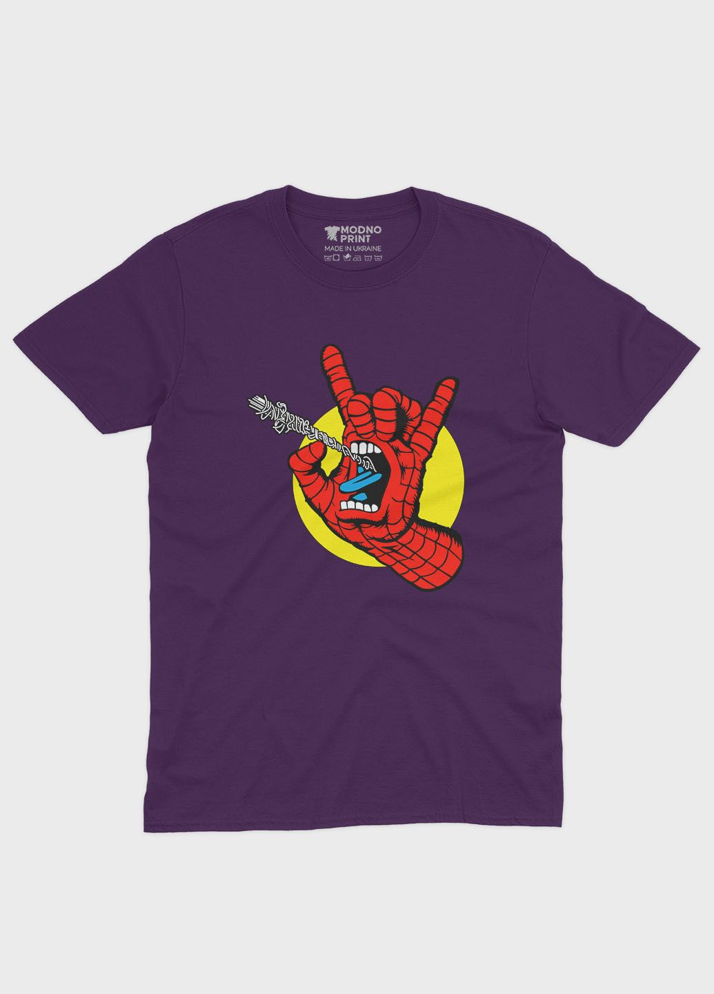 Фиолетовая демисезонная футболка для девочки с принтом супергероя - человек-паук (ts001-1-dby-006-014-103-g) Modno