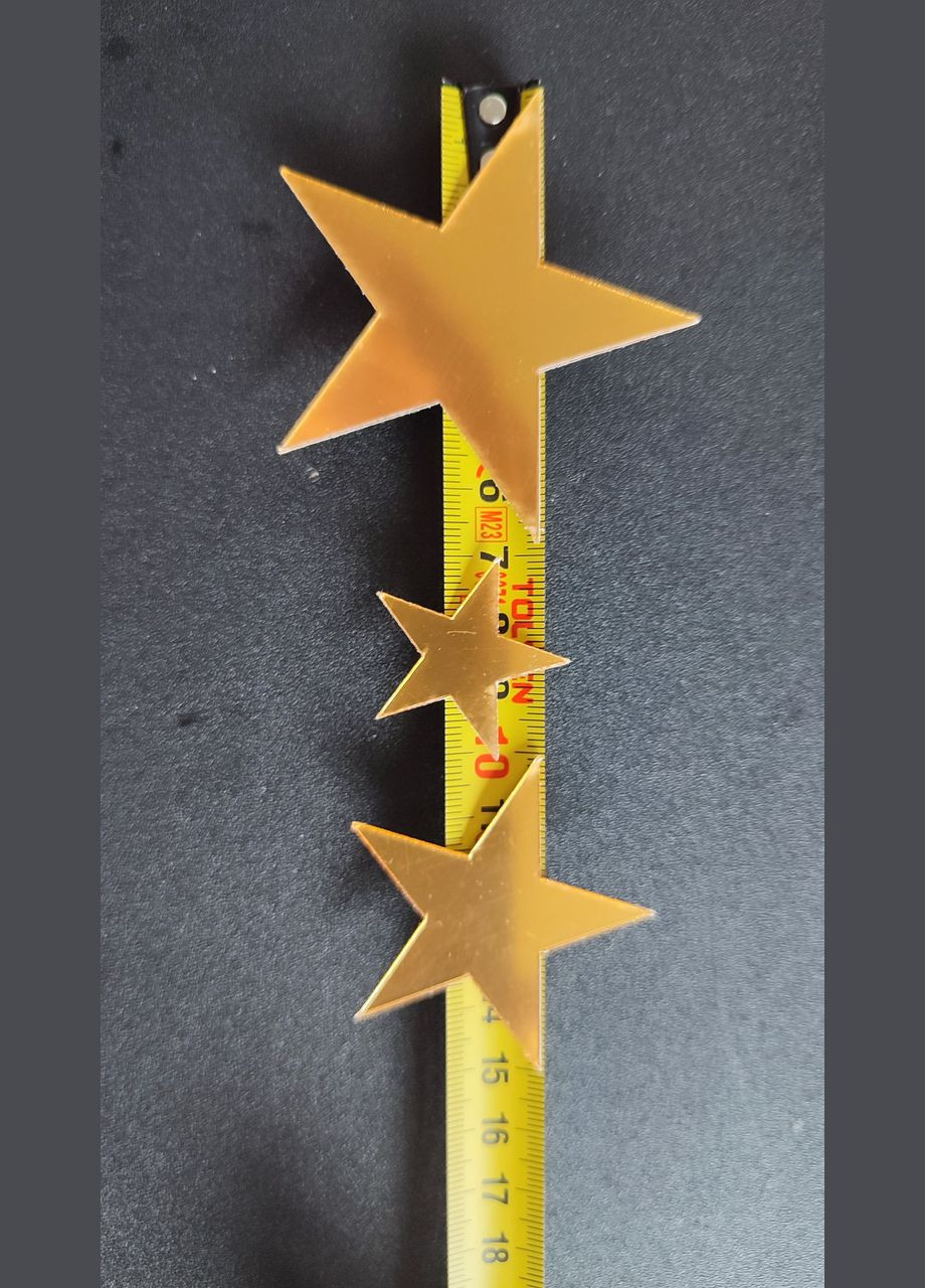 Золоті наклейки пластикові зірки від 3,2 до 6,5 см 20 шт. набір Б336 No Brand (323223732)