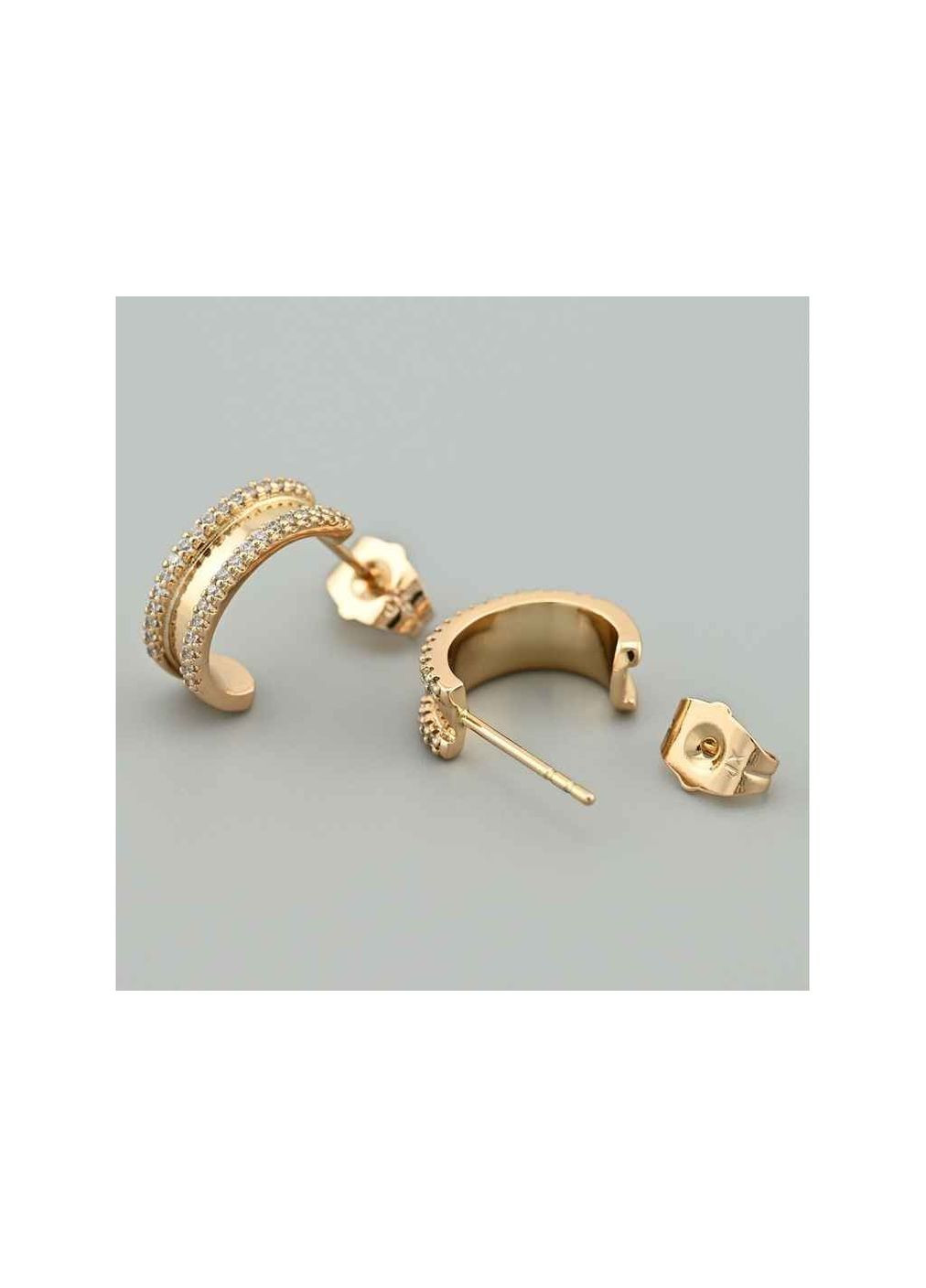 Серьги пусеты 46915 размер 15х6мм белые фианиты вес 3.0г позолота 18К Xuping Jewelry (369145322)