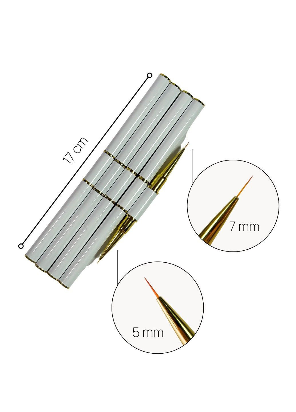 Двосторонній пензлик-лайнер 5 мм та 7 мм, білий Loya (365783442)