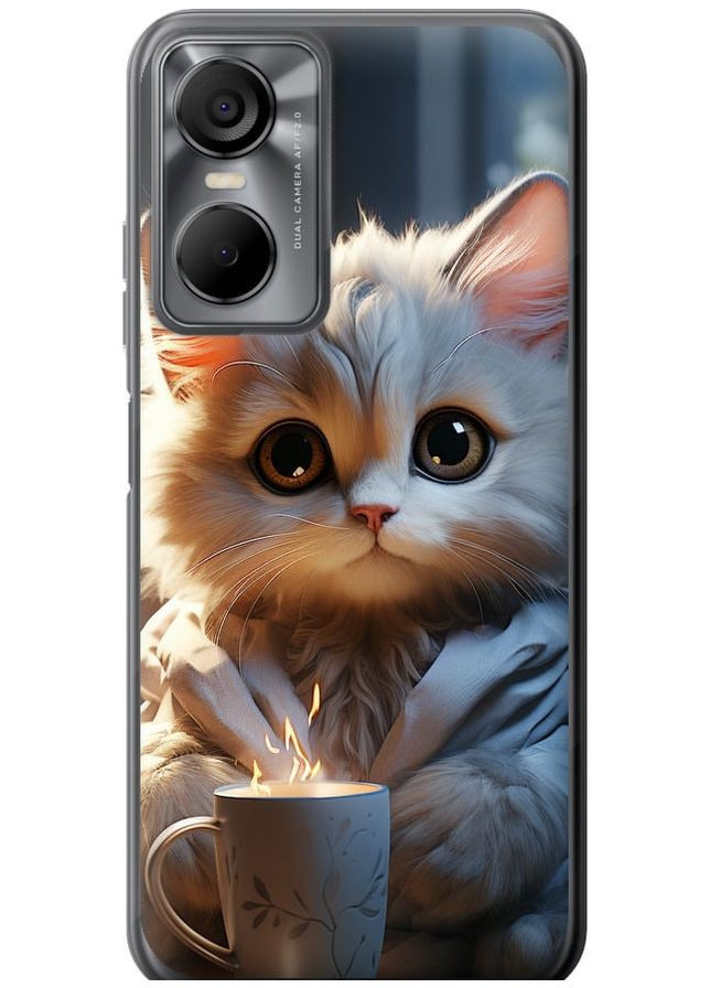 Силиконовый чехол 'White cat' для Endorphone Tecno POP 6 Pro BE8 (265397975)