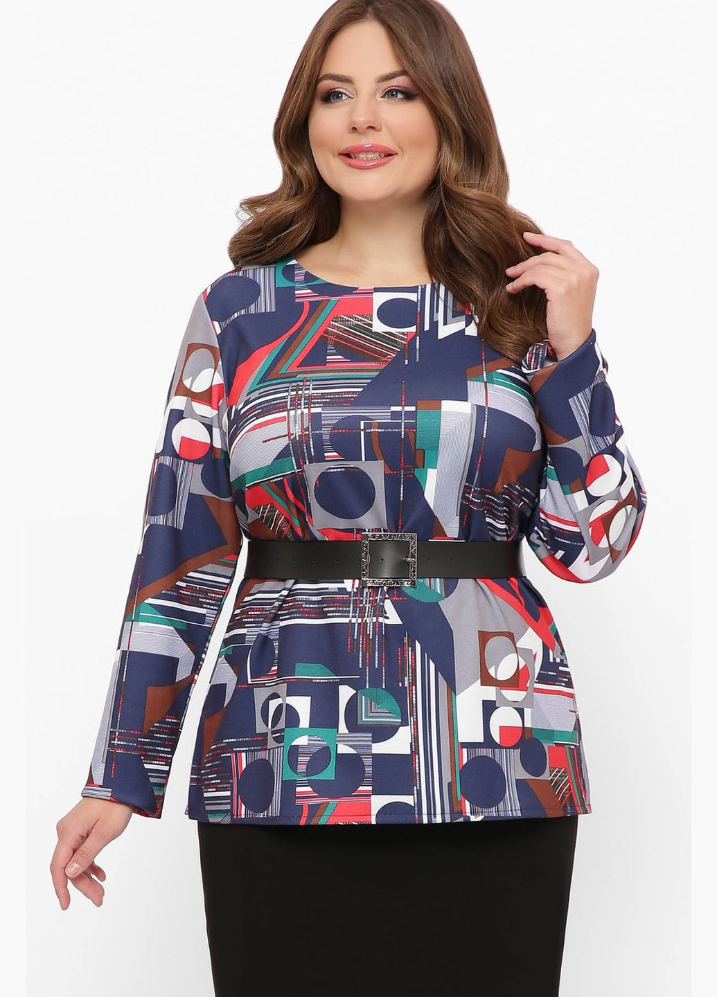 Синяя блуза из трикотажного полотна илона синяя 54 Tatiana