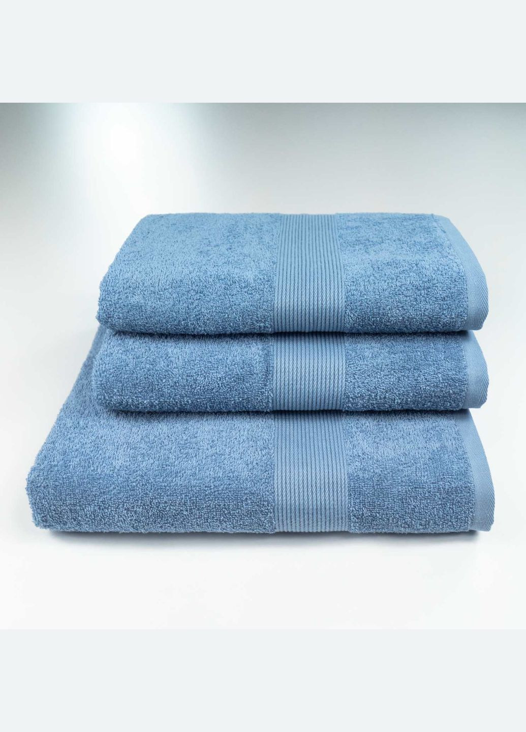 GM Textile набор махровых полотенец с бордюром 3шт 50х90см, 50х90см, 70х140см 400г/м2 () синий производство -