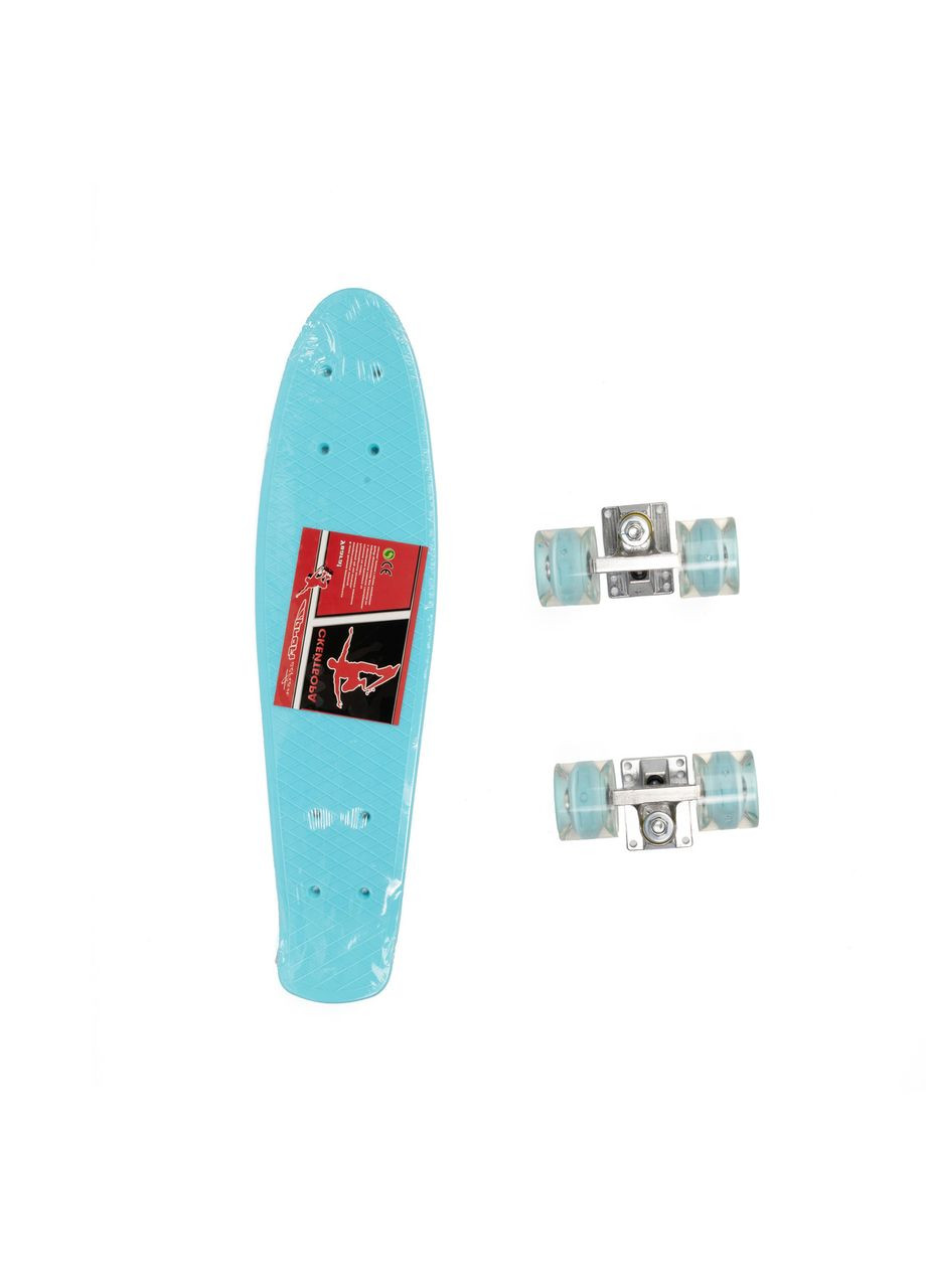 Скейт детский пенни борд 56х14 см, скейтборд MS0848-5, колеса ПУ светящиеся, ABCE-7, алюминиевая подвеска, Голубой Profi (338854606)