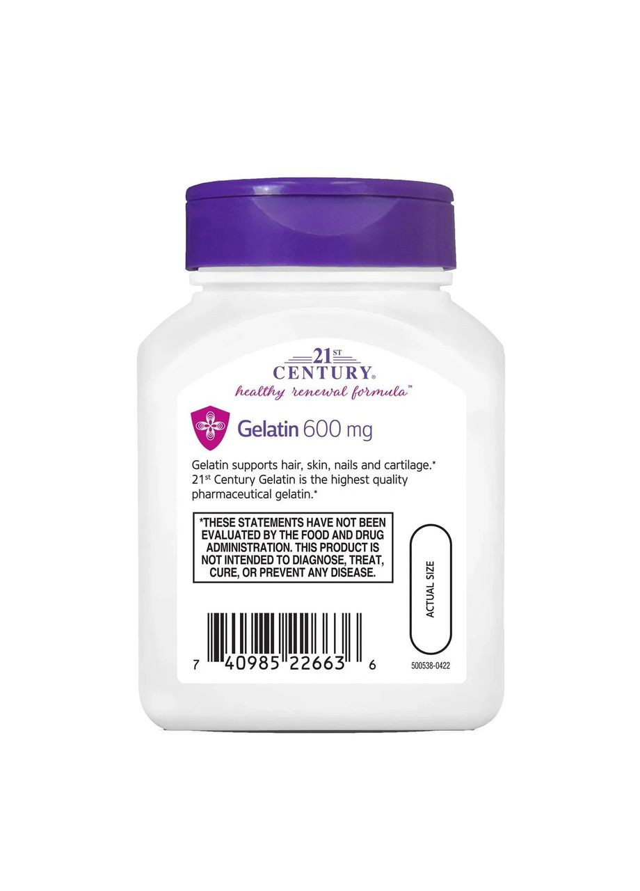 Желатин гидролизат Gelatin 600 мг 100 капсул 21st Century (369609385)