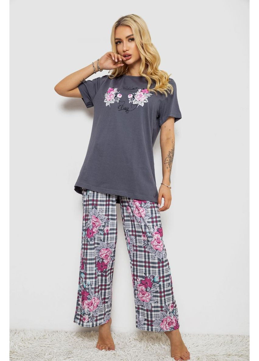 Серая женская пижама с принтом, 243r10367 Polkan