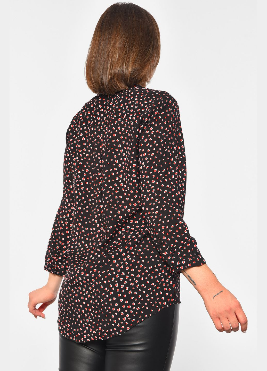 Чорна блуза жіноча чорного кольору з баскою Let's Shop