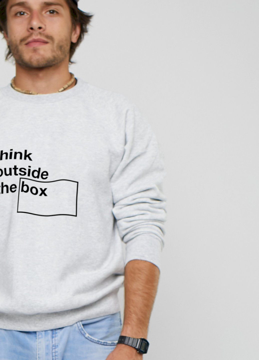 Серый свитшот мужской серый "think outside the box" YAPPI рисунок (303773014)