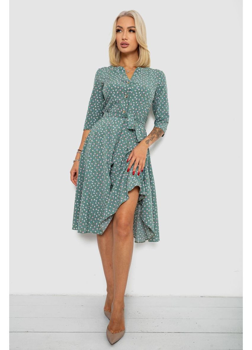 Зелена сукня софт з принтом,, 230r1011-5 Ager