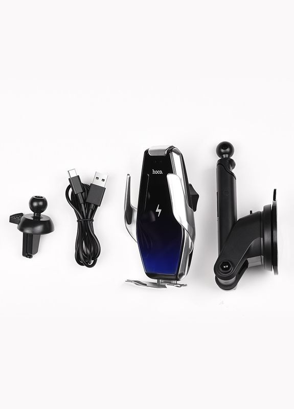 Холдер S14 Surpass automatic induction wireless charging car holder Silver Hoco (297453051)