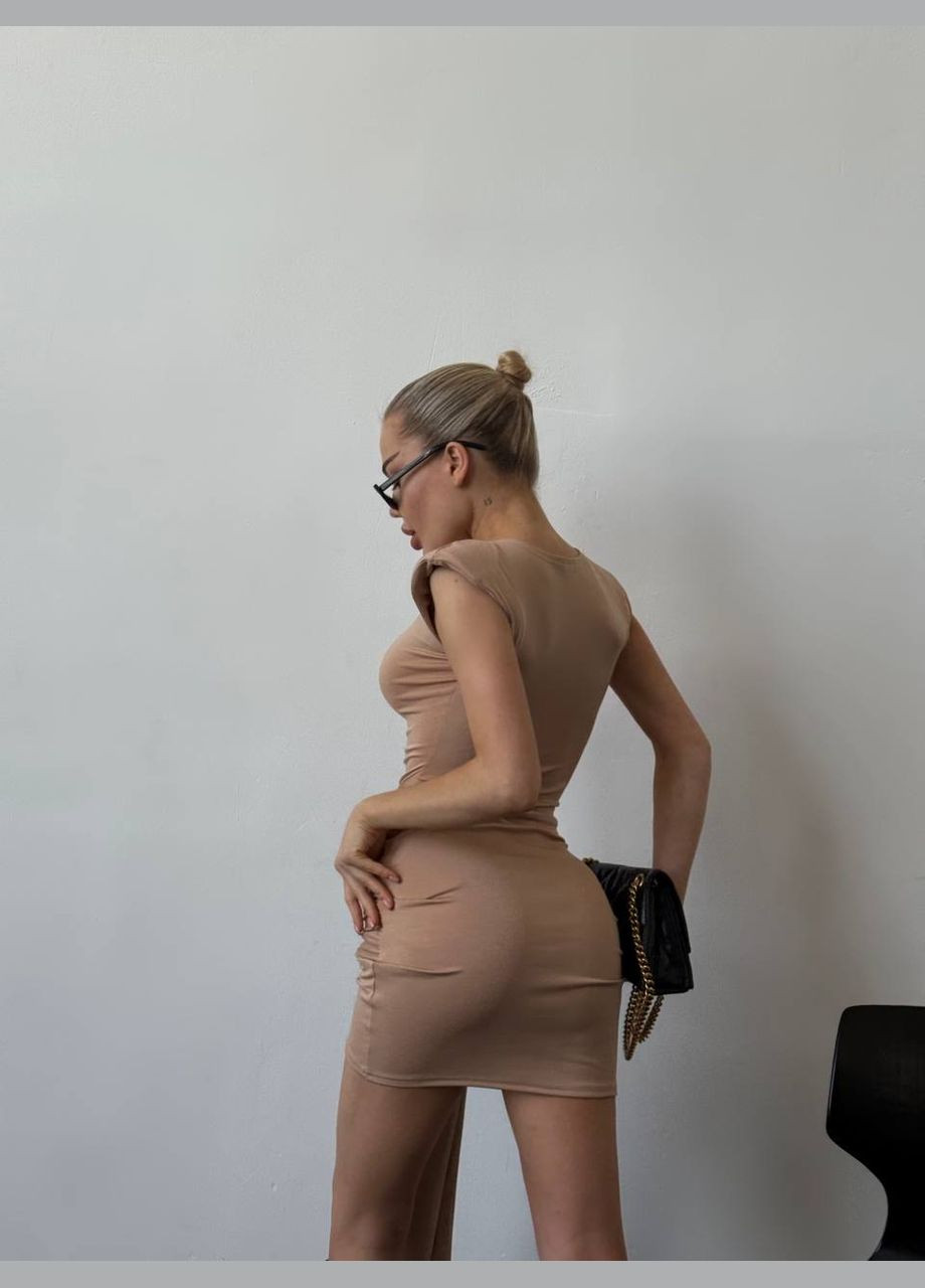 Бежева кежуал міні сукня зі шлейфом зі шлейфом Adelante однотонна