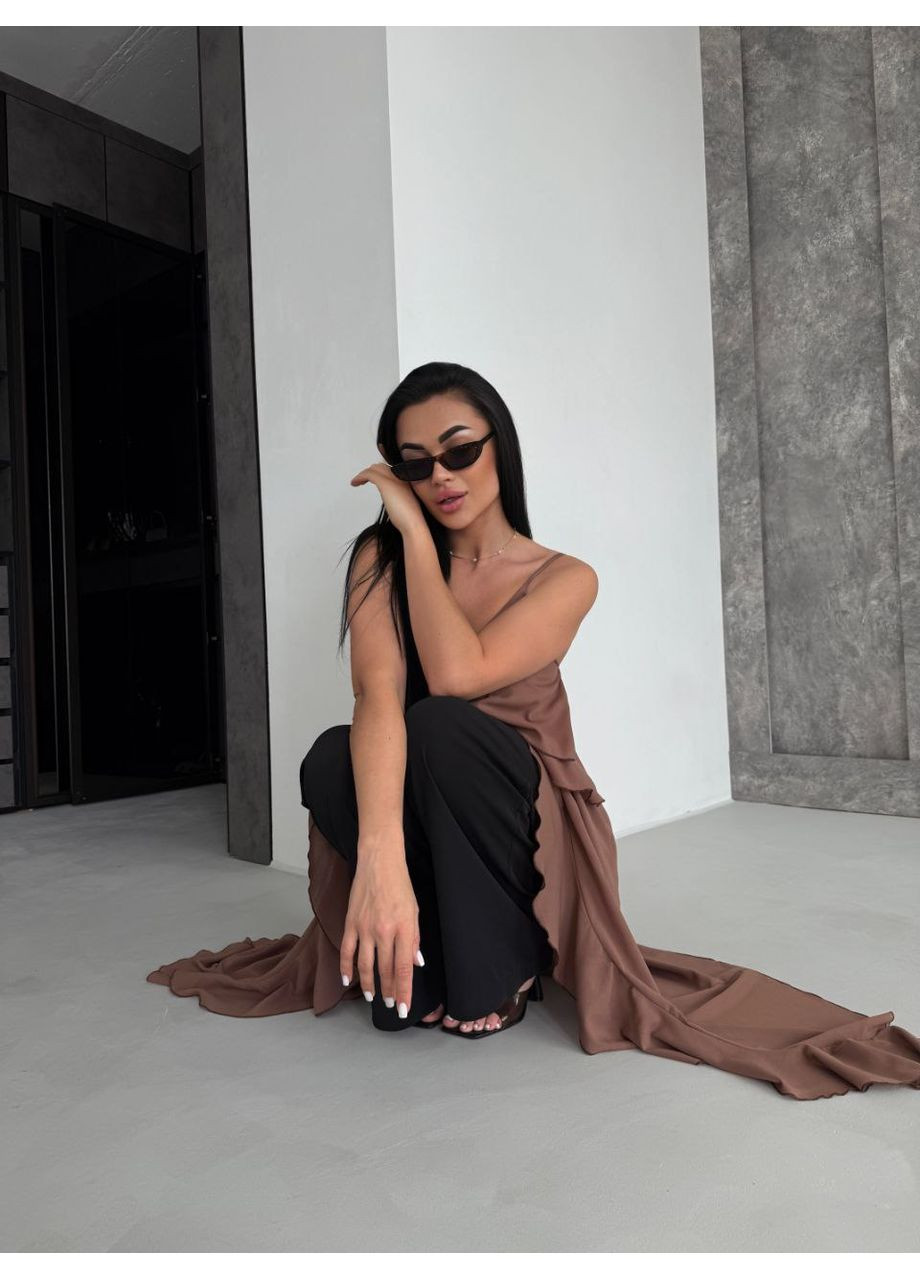 Коричневая женская блузка-туника Україна