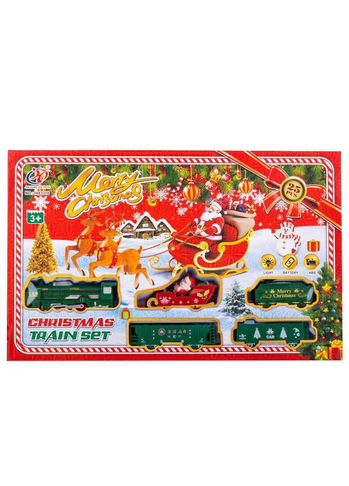 Рождественский паровоз под елку с музыкой Merry Christmas 91 см 25 деталей 119126-002 работа от батареек No Brand (346152585)
